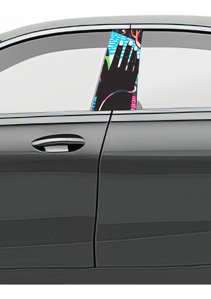 Araç Kapı Direk Kaplama Folyosu Desenli (Sağ Sol Takım) (2 Adet) - 22X50 cm