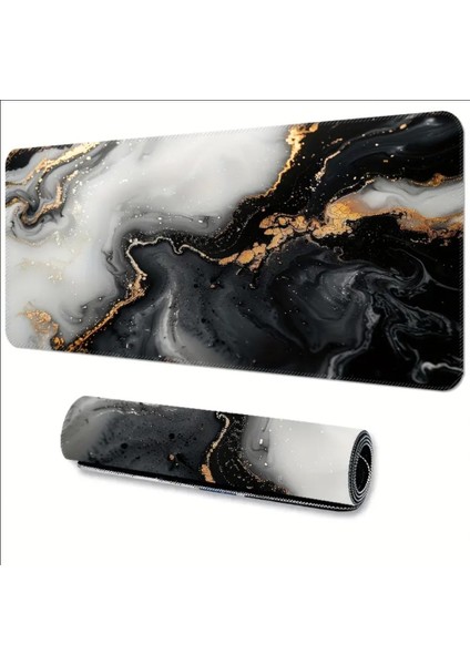 65X25 cm Yaldızlı Mermer Tasarımı Kaydırmaz Taban Speed Yüzey Oyuncu Mouse Pad Gaming