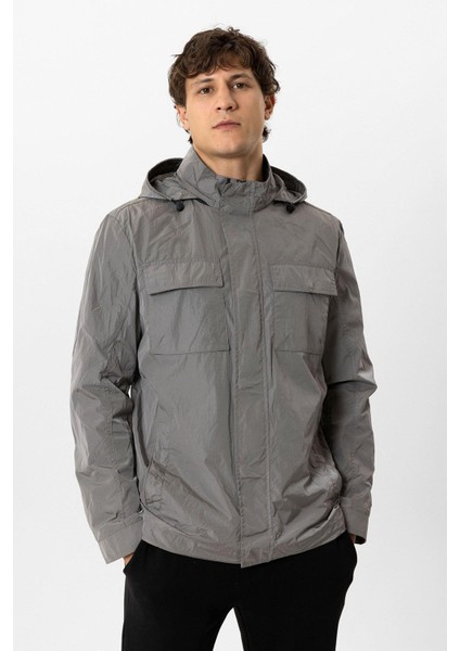 Gri Regular Fit Kapüşonlu Mont fiyatları