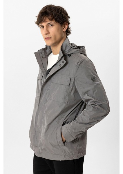 Gri Regular Fit Kapüşonlu Mont fırsatları