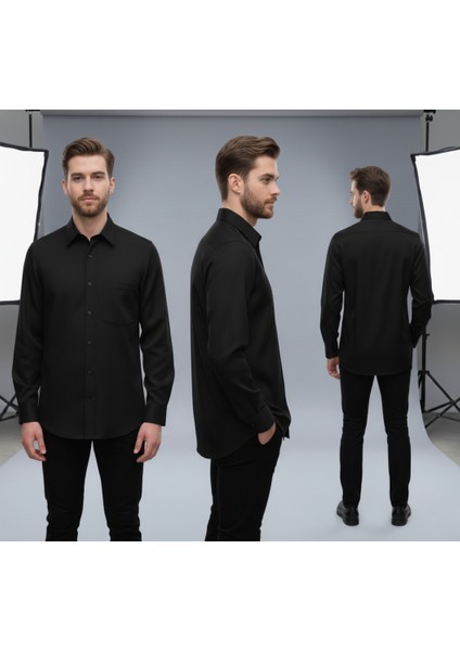 Erkek Geniş Kalıp Klasik Uzun Kollu Poplin Gömlek modelleri