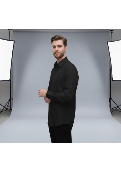 Erkek Geniş Kalıp Klasik Uzun Kollu Poplin Gömlek indirimleri