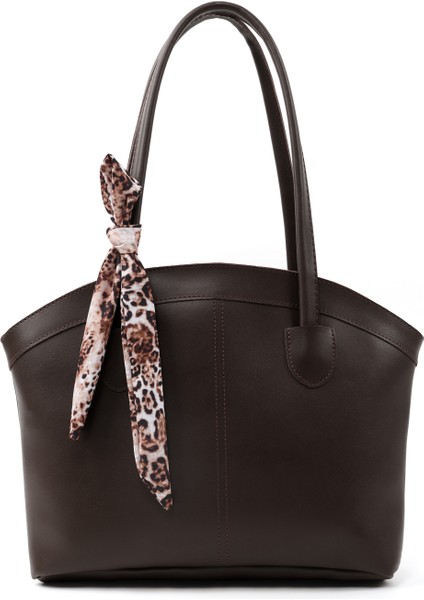 Kahve Rengi SHK274 Suni Deri Fermuarlı Tek Bölmeli Fular Hediyeli El,kol ve Omuz Çantası