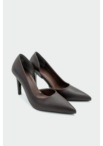 Shia Acı Kahve Deri Topuklu Ayakkabı