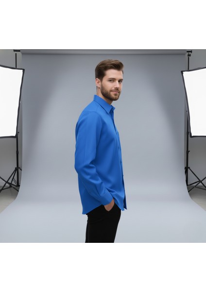 Erkek Geniş Kalıp Klasik Uzun Kollu Poplin Gömlek fiyatları