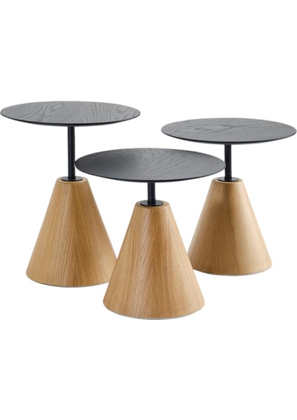 Üçlü Yuvarlak Mantar Zigon Sehpa Seti NO:451 | Salon Sehpa Takımı