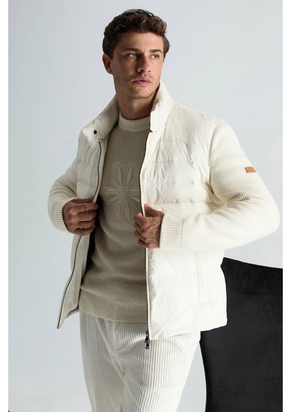 Kaşmir Yün Karışım Kar Desenli Bisiklet Yaka Ekru Kazak fiyatları