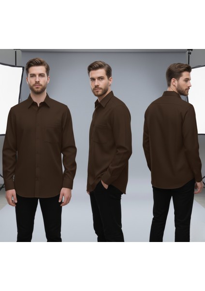 Erkek Geniş Kalıp Klasik Uzun Kollu Poplin Gömlek modelleri