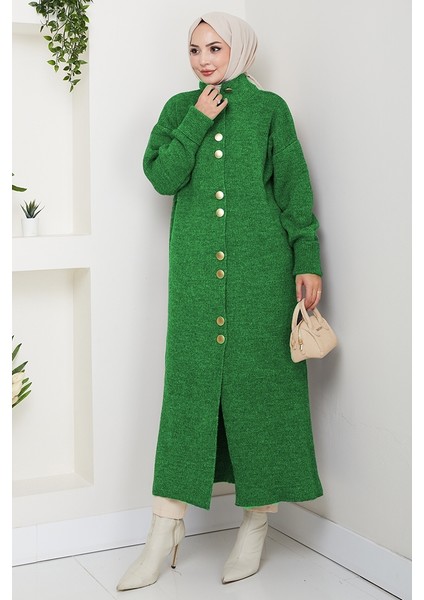 Reha Düğmeli Triko Hırka 1603 - Yeşil