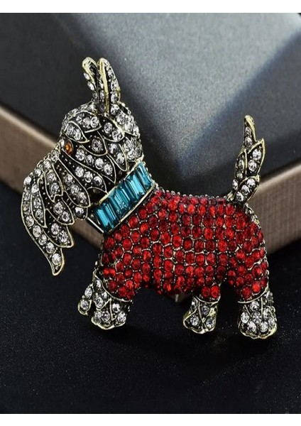 Taşlı Şirin Terrier Köpek Broşu