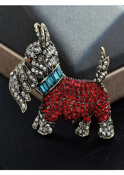 Taşlı Şirin Terrier Köpek Broşu fırsatları