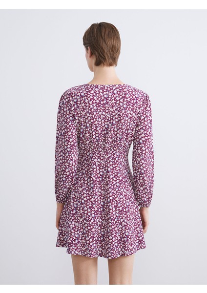 Yeni Sezon V Yaka Çiçekli Mini Elbise fırsatları