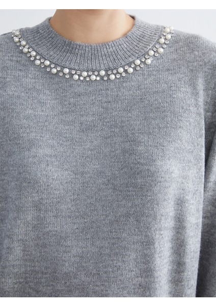 Yeni Sezon Bisiklet Yaka Taşlı Kadın Triko Tunik modelleri