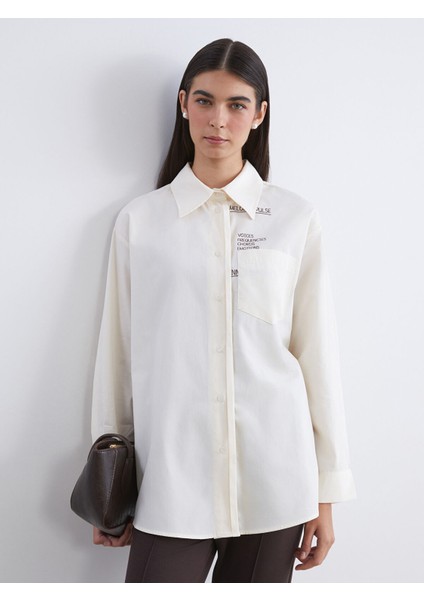 Yeni Sezon Baskılı Poplin Kadın Gömlek Tunik