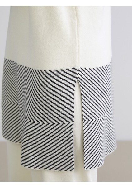 Yeni Sezon Kayık Yaka Desenli Kadın Triko Tunik indirimleri