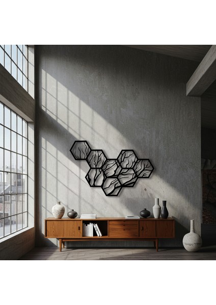 Geometrik Dallar Temalı Ahşap Duvar Tablosu fiyatları