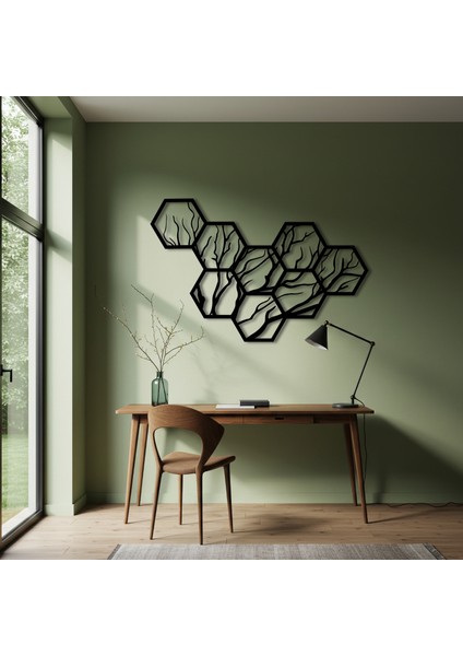 Geometrik Dallar Temalı Ahşap Duvar Tablosu fırsatları