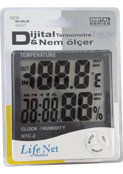 Life Net - Termometre Isı ve Nem Ölçer Htc-2