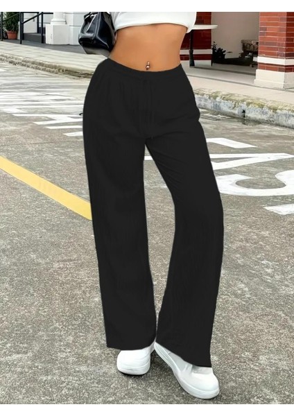Kadın Yüksek Bel Bol Paça Bürümcük Pantolon fiyatları