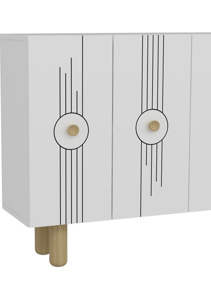 Frauddd (KM120) Bohem Konsol , Çok Amaçlı Dolap -Beyaz-Beyaz indirimleri