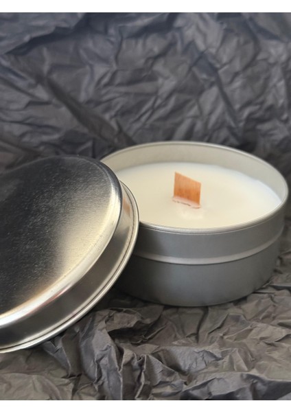 ✨ Ahşap Fitilli Metal Kutuda El Yapımı Soya Mumu modelleri