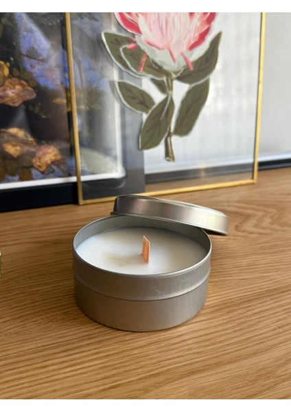 ✨ Ahşap Fitilli Metal Kutuda El Yapımı Soya Mumu fırsatları