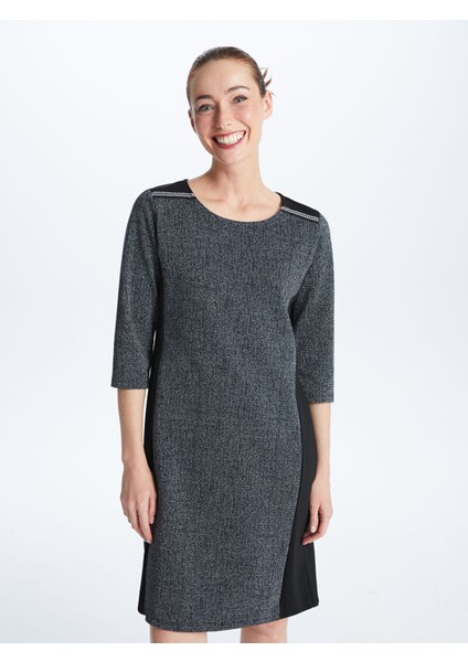 Yeni Sezon Bisiklet Yaka Kendinden Desenli Elbise fiyatları