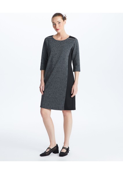 Yeni Sezon Bisiklet Yaka Kendinden Desenli Elbise modelleri