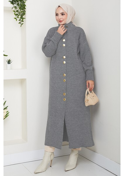 Reha Düğmeli Triko Hırka 1603 - Gri