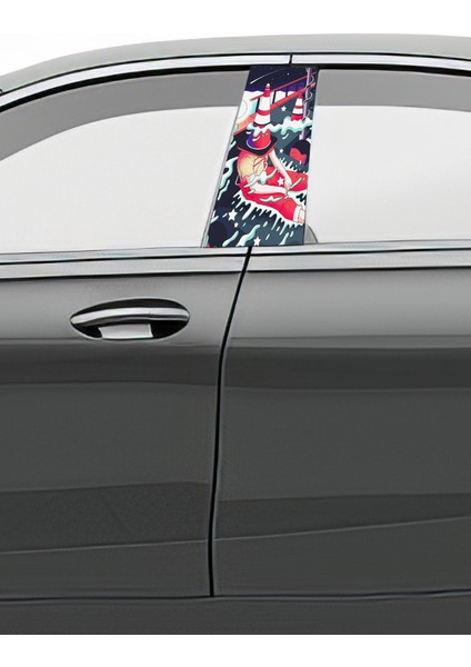 Araç Kapı Direk Kaplama Folyosu Desenli (Sağ Sol Takım) (2 Adet) - 22X50 cm