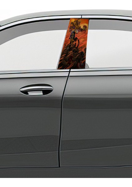 Araç Kapı Direk Kaplama Folyosu Desenli Sağ Sol Takım 2 Adet 22X50 cm