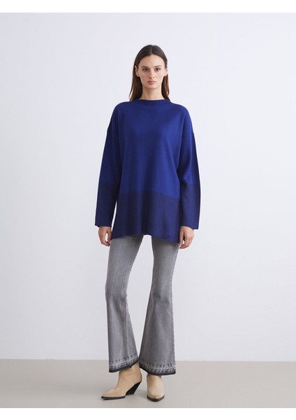 Yeni Sezon Kayık Yaka Desenli Kadın Triko Tunik fiyatları