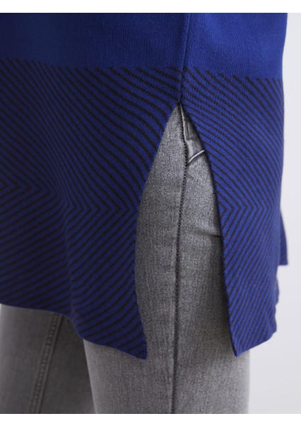 Yeni Sezon Kayık Yaka Desenli Kadın Triko Tunik modelleri