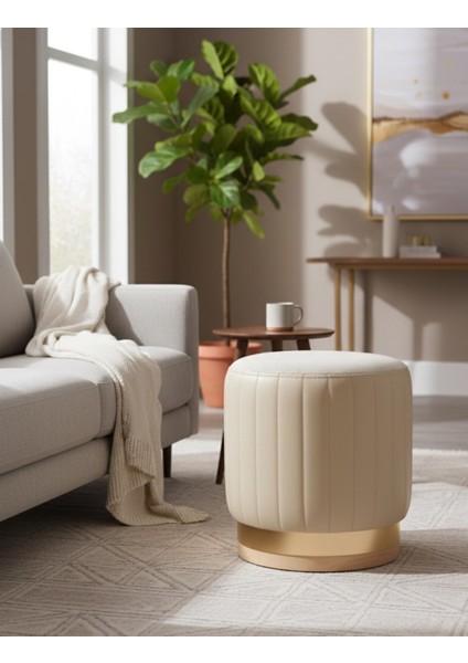 Nordica Gold ve Ahşap Detaylı Puf