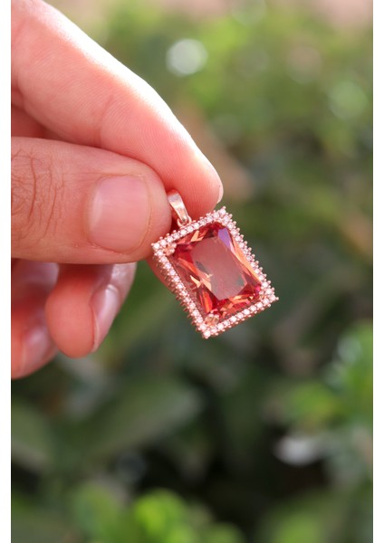 Zultanit Taşlı Dikdörtgen Model Rose Kaplama Gümüş Kolye 201024752 fiyatları