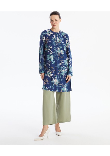 Yeni Sezon Bisiklet Yaka Çiçekli Kadın Tunik fiyatları