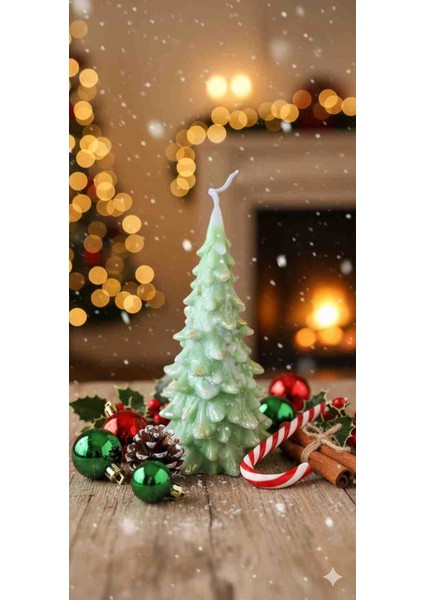 ​yılbaşı Hediyesi | El Yapımı Parlak Simli Çam Ağacı Mum | Kış Temalı Dekoratif Kokulu Mum fiyatları