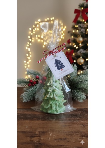 ​yılbaşı Hediyesi | El Yapımı Parlak Simli Çam Ağacı Mum | Kış Temalı Dekoratif Kokulu Mum modelleri