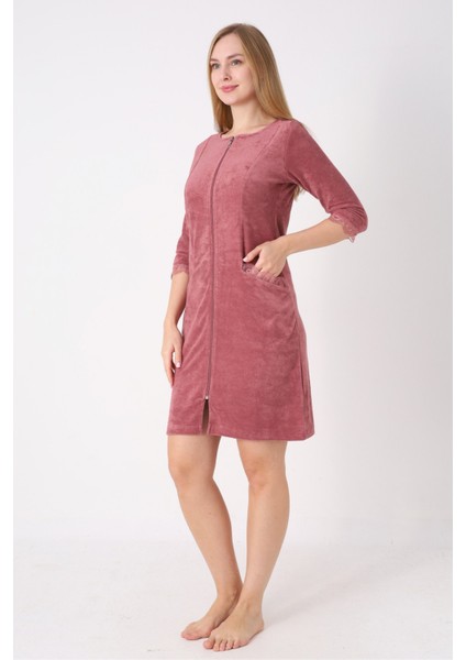 Fermuarlı Dantel Detaylı Pamuklu Havlu Elbise fiyatları