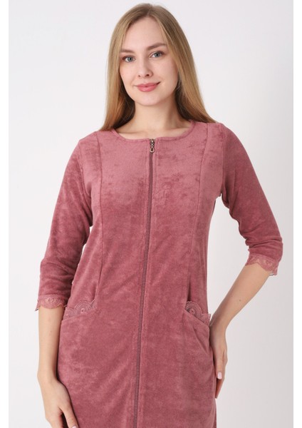 Fermuarlı Dantel Detaylı Pamuklu Havlu Elbise modelleri