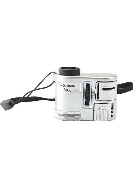 LED Ultraviyole Işık Mücevher Eğitimi Odaklama Ayarlanabilir Loupe Para Birimi Dedektörü ile Mini Lens 60X Cep Büyüteç Mikroskobu (Yurt Dışından)