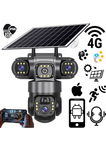 Kablosuz 7/24 Güvenlik: 4g Sım Kartlı 6mp Kamera. Güneş Enerjili, Çift Yönlü Ses ve Anında Bildirim