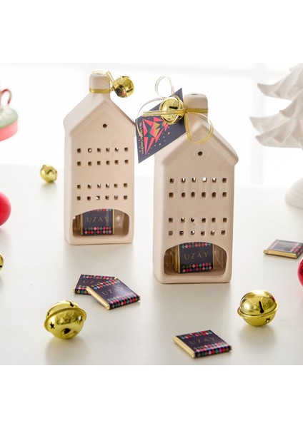 2 Adet Büyük Boy Seramik Ev Içinde Çikolata