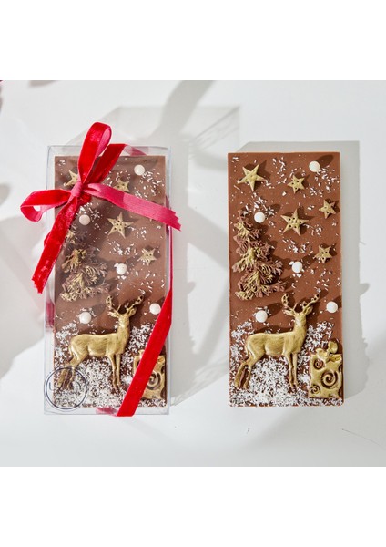 2 Adet - Yılbaşı Geyik Süslü Tablet Çikolata