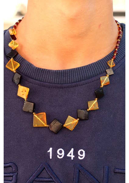 Sarı Siyah Orijinal Damla Kehribar Bay Bayan Kolye 201024766 fırsatları