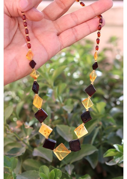 Sarı Siyah Orijinal Damla Kehribar Bay Bayan Kolye 201024766