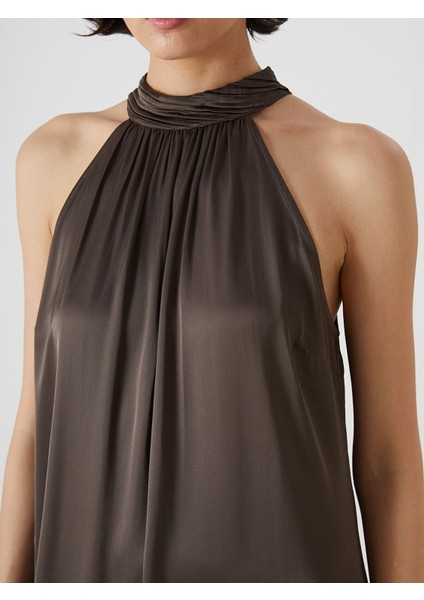 Yeni Sezon Kadın Halter Yaka Düz Elbise modelleri