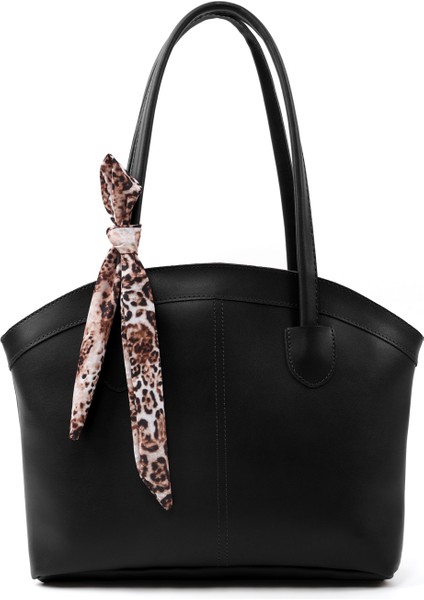 Siyah SHK274 Suni Deri Fermuarlı Tek Bölmeli Fular Hediyeli El,kol ve Omuz Çantası