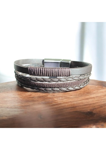 Erkek Deri Bileklik – El Yapımı, Hakiki Deri, Kahverengi Örgü Bileklik, Doğal ve Şık Tasarım modelleri