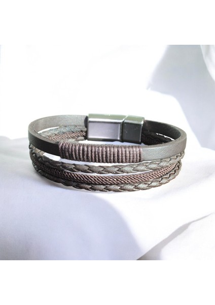 Erkek Deri Bileklik – El Yapımı, Hakiki Deri, Kahverengi Örgü Bileklik, Doğal ve Şık Tasarım indirimleri